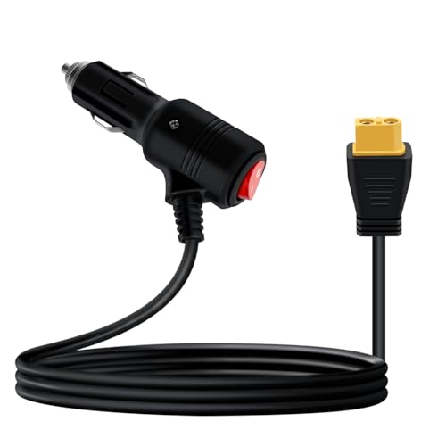 YINGAYOU XT60 zu Zigarettenstecker mit Schalter 12V 24V Zigarettenanzünder zu XT60 Kabel 16AWG 15A mit LED Anzeigeleuchten 2 Ersatzsicherungen für Auto, Solar, Motorrad (3 m) von YINGAYOU