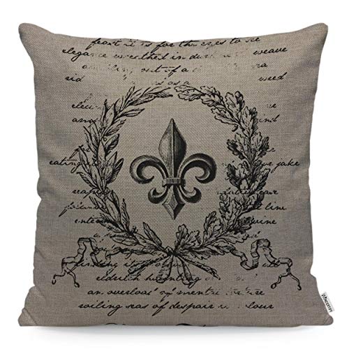 Kissenbezug mit Lilienmotiv im Vintage-Stil mit Retro-Buchstaben – weicher Leinen-Kissenbezug für dekoratives Bett, 45 cm x 45 cm Kissenbezug mit Lilienmotiv im Vintage-Stil mit Retro-Buchstaben – weicher Leinen-Kissenbezug für dekoratives Bett, 45 cm x 45 cm von YINGD