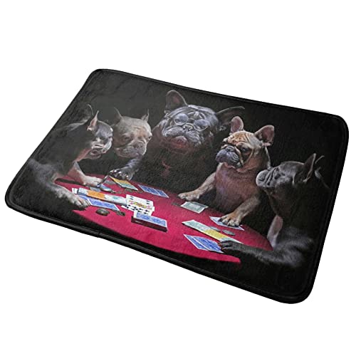 YINGD Fußmatten, lustige französische Bulldoggen, Spielkarten, Flanell, rutschfeste Teppiche, Bodenmatte, waschbar für Bad, Küche, Zimmer, Heimdekoration, 40 x 60 cm YINGD Fußmatten, lustige französische Bulldoggen, Spielkarten, Flanell, rutschfeste Teppiche, Bodenmatte, waschbar für Bad, Küche, Zimmer, Heimdekoration, 40 x 60 cm von YINGD