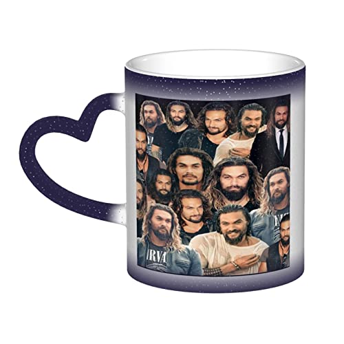 YINGD Jason Tasse Momoa Keramik Foto Kaffee Tassen Magic Heat Sensitive Farbwechsel Kaffeetasse Milch Teetasse Personalisierte Geschenke für Familienliebhaber Freunde Sternenhimmel Blau von YINGD