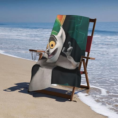 YINGD King Julien Strandtuch – schnell trocknende Mikrofaser mit hoher Saugfähigkeit, lebendiges Anime-Design für Schwimmen, Camping, Reisen – leicht und langlebig, modernes Badzubehör, SW von YINGD