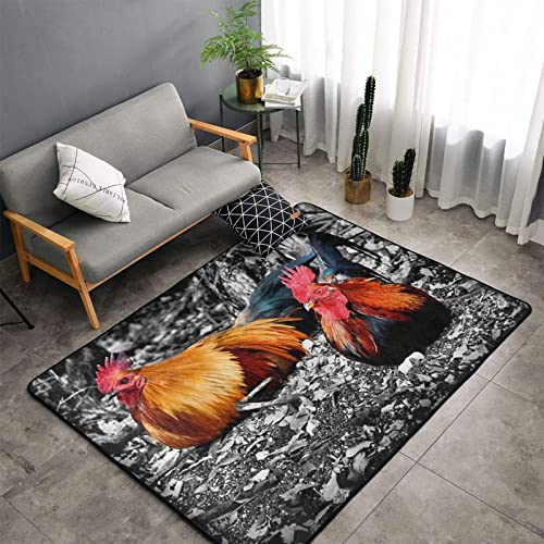 YINGD Teppich mit Hühner-Hahn-Druck, rutschfester Bereich, weicher Flanell-Teppich, verschleißfest und fusselfrei, waschbar, für den Innenbereich, 91,4 x 61 cm YINGD Teppich mit Hühner-Hahn-Druck, rutschfester Bereich, weicher Flanell-Teppich, verschleißfest und fusselfrei, waschbar, für den Innenbereich, 91,4 x 61 cm von YINGD