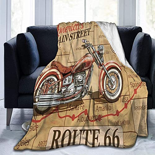 YINGD Ultraweiche Decke Vintage Route 66, ultraweiche Decke für Schlafzimmer, Couch, Decke und Überwurf, waschbar, für Sofa und Bett, 125 x 150 cm YINGD Ultraweiche Decke Vintage Route 66, ultraweiche Decke für Schlafzimmer, Couch, Decke und Überwurf, waschbar, für Sofa und Bett, 125 x 150 cm von YINGD