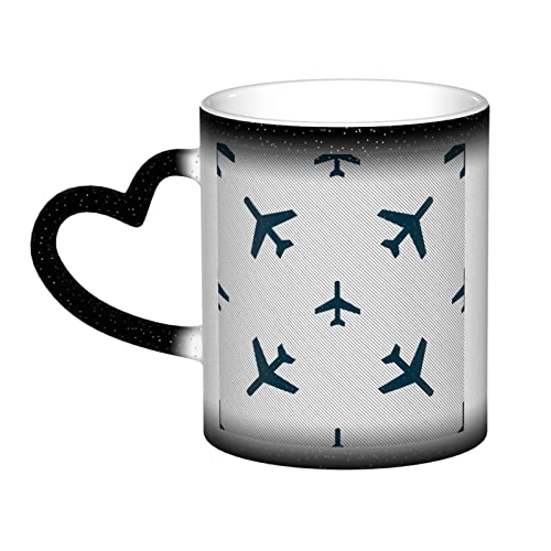 YINGD Wärmewechselnde empfindliche Tasse, Flugzeug, 325 ml, Kaffeetasse, magischer Farbwechsel, Keramik-Teetasse YINGD Wärmewechselnde empfindliche Tasse, Flugzeug, 325 ml, Kaffeetasse, magischer Farbwechsel, Keramik-Teetasse von YINGD