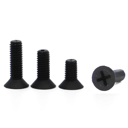 10/20/50 Stück M2 M2,5 M3 M4 M5 M6 M8 Metrisches Gewinde Schwarz Weiß Nylon Kunststoff Flacher Senkkopf Kreuzschraubenbolzen Schwarz(35mm,M2.5 50pcs Black) von YINGDLEB