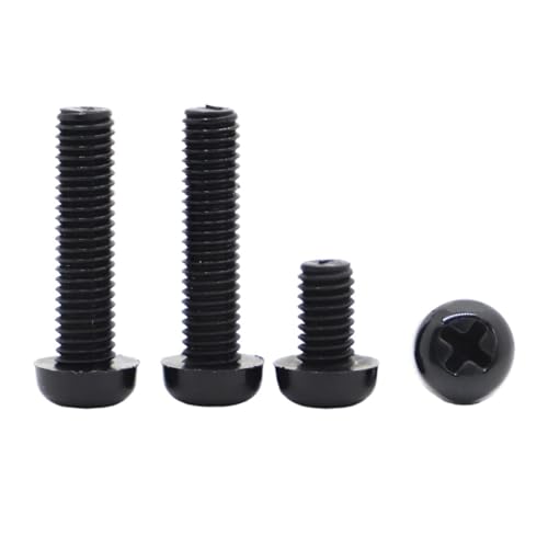 10/20/50 Stück M2 M2,5 M3 M4 M5 M6 M8 Metrisches Gewinde Schwarzer Nylon-Kunststoff-Flachkopf-Kreuzrundschraubenbolzen(10mm,M2.5 50pcs) von YINGDLEB
