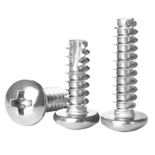 10-100 Stück M2 M2,3 M2,6 M3 M3,5 M4 304 A2 Edelstahl Kreuzrundkopf Schneidschwanz Selbstschneidende Schraube Flachkopf PT-Schraube(M2.3x6mm-50pcs) von YINGDLEB
