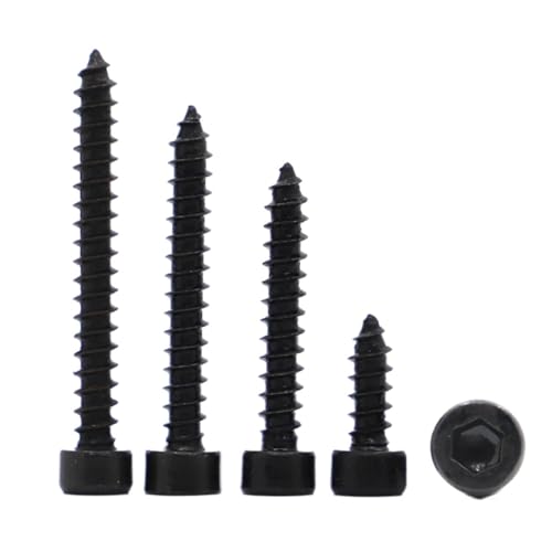 10–50 Stück M2 M2,6 M3 M3,5 M4 M5 M6 8,8 Kohlenstoffstahl Mit Schwarzem Innensechskant, Selbstschneidende Schraube, Modellschrauben(10mm,M2.6 50pcs) von YINGDLEB