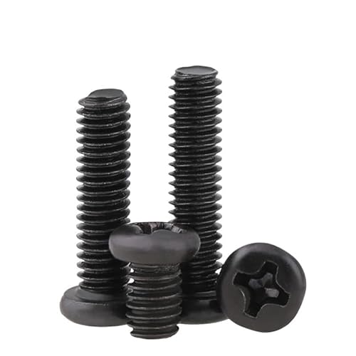 5/200 Stück M1 M1,2 M1,4 M1,7 M2 M2,5 M3 M4 M5 M6 schwarze Rundkopfschrauben Flachkopfschrauben(6mm,M1.4-200pcs) von YINGDLEB