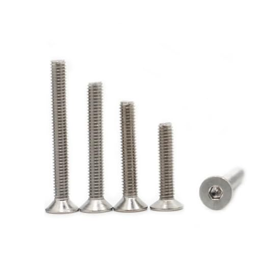 5–50 Stück Inbus-Sechskantschrauben DIN7991 M2 M2,5 M3 M4 M5 M6 M8 Edelstahl 304 Innensechskant-Flachsenkkopfschrauben(20mm,M2 50pcs) von YINGDLEB