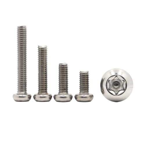 5–50 Stück M2 M2,5 M3 M4 M5 M6 M8 A2 Edelstahl Sechslappiger Torx-Halbrundkopf Mit Stift, Manipulationssicher, Diebstahlsicherung, Sicherheitsschraube(12mm,M2.5 50pcs) von YINGDLEB