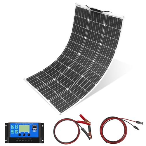 100W 18V Flexible Solar Panel Kit System Monocrystalline Photovoltaic Module 18V 10A Solar Controller, for Charging 12V Batteries - RVs, Caravans, Boats, Roofs von YINGGUANG
