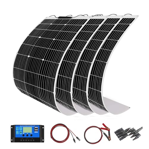 400w 12v Solar Kit 4pcs 100w Flexible Solar Panel Monocrystalline Module with 40A solar Controller for Off Grid Yatch RV Home Cabin Caravan 12v Baterry Charger (400W solarpanel kit) von YINGGUANG