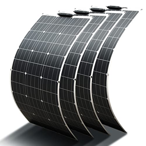 Flexibel Solarmodul 4 X 100W/18V Solarpanel Monokristallin Solarzelle Photovoltaik Solarladegerät Solaranlage mit Ladekabel für 12V Batterien Wohnmobil Auto Boot von YINGGUANG