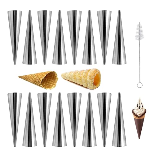 16 Stück Cannoli Backform Croissant Rohre Edelstahl Sahne Horn Form Edelstahl Cannoli-Form für Hörnchen Kuchen Gebäck von YINGLUOEU
