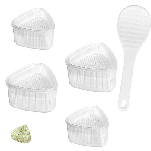 YINGLUOEU 4 Stück Sushi Maker Form Dreieck Onigiri Mold Bento Pressform Nigiri Form mit 1 Reislöffel für Reis DIY Mittagessen Küche Picknick Party von YINGLUOEU