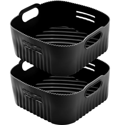 21CM Silikonform für Heißluftfritteuse, 2PCS Airfryer Zubehör XL Silikon Backform für Philip XL 6,2L, COSORI 5,5L/4,7L, Cecotec 6L, Wiederverwendbar anstelle Backpapier für Heißluftfritteuse Zubehör von YINGRACE