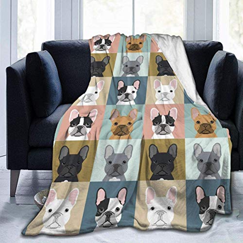 Französische Bulldogge Sofadecke Kuscheldecke Decke Wohndecken Weiche & Warme Flauschige Plüsch, Kinder Kuscheldecke, Flanell Fleecedecke als Sofa TV Decken Couchdecke 130x150cm von YINGYINGGUAI