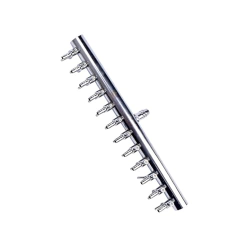 Aquarium-Luftpumpen-Verteiler, 2-12-fach, Vernickeltes Kupfer, 8-mm-Schlauchanschluss, 1er-Pack – Einstellbare Durchflussregelventile For Mehrere Aquarien(1 In 12 Out) von YINLUCK