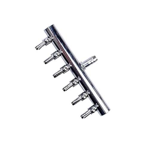 Aquarium-Luftpumpen-Verteiler, 2-12-fach, Vernickeltes Kupfer, 8-mm-Schlauchanschluss, 1er-Pack – Einstellbare Durchflussregelventile For Mehrere Aquarien(1 In 6 Out) von YINLUCK