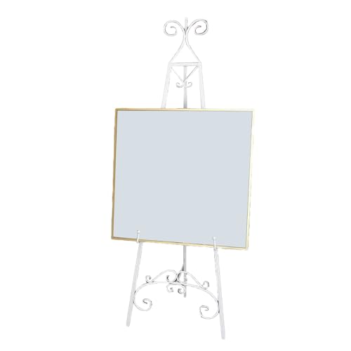 YINMAN Staffelei-Ausstellungsständer, Bodenständer Aus Eisen, Verstellbares Tragbares Stativ, for Gemälde, Hochzeitsgrüße Und Poster(White) von YINMAN