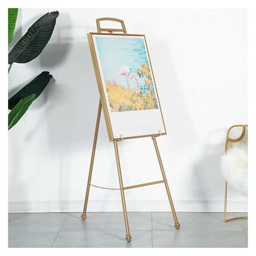 YINMAN Staffelei-Ausstellungsständer,verstellbares Bodengestell Aus Eisen,tragbares Stativ Mit Kettenhalterung,for Hochzeitseinkaufszentren,Hotelgeschäfte(Gold) von YINMAN