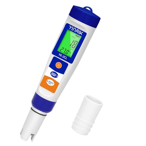 YINMIK Pool Messgerät Chlor und pH, Chlor Messgerät Pool Digital, Salzgehalt Messgerät, pH EC Messgerät Grow, 7 in 1 pH Salz Chlor ORP EC TDS Temperatur Tester für Hydrokultur Aquarien Trinkwasser von YINMIK