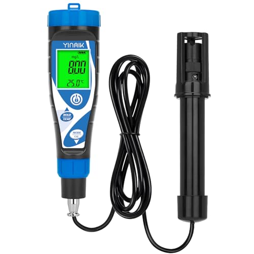 YINMIK Sauerstoff Messgerät Wasser, Digitaler Gelösten Sauerstoff Tester, Pool Sauerstoffmessgerät, Aquarium Sauerstoff Testkit mit 3 m DO-Sonde, Tragbares Intelligentes Wasser Sauerstoffmessgerät von YINMIK
