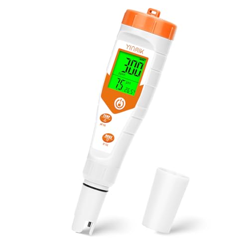 YINMIK pH EC Messgerat, Simultananzeige pH Messgerät Wasser, Kontinuierliche Überwachung ph Wert Messgerat. Digitales pH EC Messgerät Grow, TDS EC pH Tester für Pool, Whirlpool, Trinkwasser von YINMIK