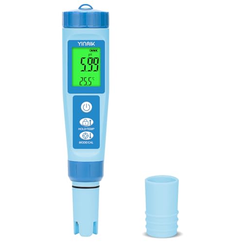 pH Messgerät Wasser, pH EC Messgerät Grow, TDS-Tester für Trinkwasser, YINMIK pH EC Messgerät für Hydrokultur, Digitales 4-in-1 pH Leitfähigkeits PPM Temperatur Messgerät für Pools Aquarium von YINMIK