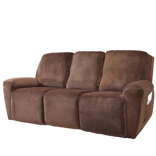 YINOW 8-teilige Schonbezüge für Liegestuhl, Samt, Sofa-Schonbezüge für 3-Sitzer, mit Armlehnen, Kaffeefarben YINOW 8-teilige Schonbezüge für Liegestuhl, Samt, Sofa-Schonbezüge für 3-Sitzer, mit Armlehnen, Kaffeefarben von YINOW