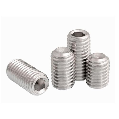M2x12mm Gewindestifte mit Innensechskant und Ringschneide Edelstahl Silber ISO4029 100 Stück Gewindestangen Madenschraube Stellschrauben von YINRUISCREW