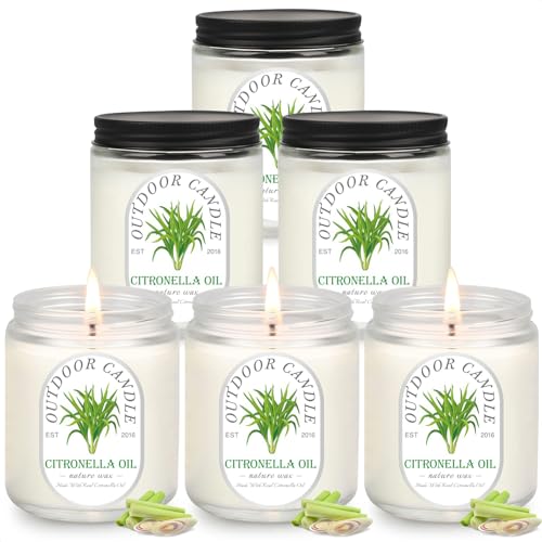 Citronella Kerze Outdoor, 6 Stück 200g Groß, Brenndauer 300h, Zitronella Kerze für Garten, Im Glas, Geschenkset Frauen Geburtstag, Camping Citronella Kerze Outdoor, 6 Stück 200g Groß, Brenndauer 300h, Zitronella Kerze für Garten, Im Glas, Geschenkset Frauen Geburtstag, Camping von YINUO LIGHT