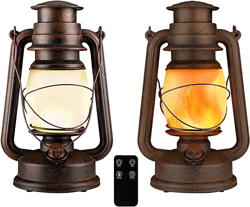 LED Laterne Vintage Sturmlaterne, Flackernde Flamme Zwei Lichtmodi, Batteriebetriebene Lampe mit Fernbedienung, wasserdicht für Innen Draußen Garten Camping Terrasse Veranda, 2 Stück Kupfer von YINUO LIGHT