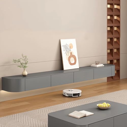 YINXSLO Moderner schwebender TV-Schrank Tv Cabinet for Living Room mit Schublade zur Aufbewahrung Holz Tv Lowboard Hängend Geeignet für Wohnzimmer oder Schlafzimmer（Grau，300cm） von YINXSLO