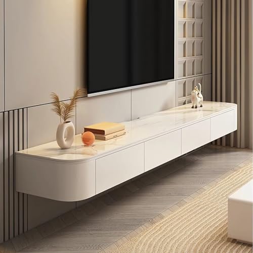 YINXSLO TV Schrank Hängend 180 cm – Modernes TV Lowboard Hängend aus Holz mit Schubladen TV Sideboard Wohnzimmer zur Wandmontage （Schiefer Weiß，180cm） von YINXSLO
