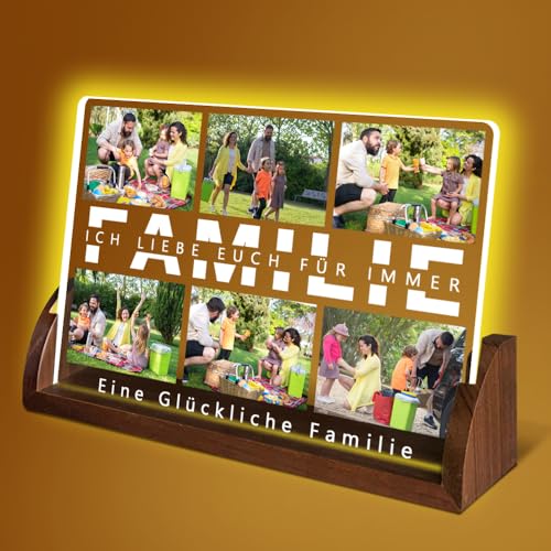 YINYIFANS Personalisierter LED-Nachtlicht-Fotorahmen mit individueller Foto-Acrylglas-Plakette,ideal für Familie,Eltern,Freunde,geliebte Menschen als Erinnerungsfoto-Geschenk (Stil 6) von YINYIFANS