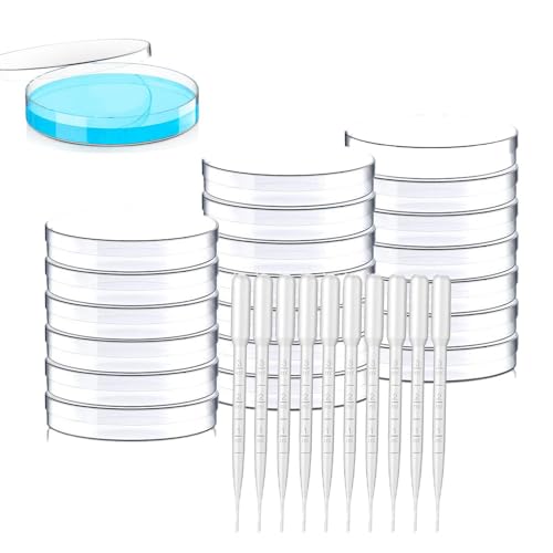 YINZZTRY Transparente Sterilisierte Petrischalen, 60MM Petrischale Kunststoff, Labor kulturschale, Für Kultivierung Und Beobachtung Von Mikroben, Mit 3ML Transferpipetten, 20 Stück YINZZTRY Transparente Sterilisierte Petrischalen, 60MM Petrischale Kunststoff, Labor kulturschale, Für Kultivierung Und Beobachtung Von Mikroben, Mit 3ML Transferpipetten, 20 Stück von YINZZTRY