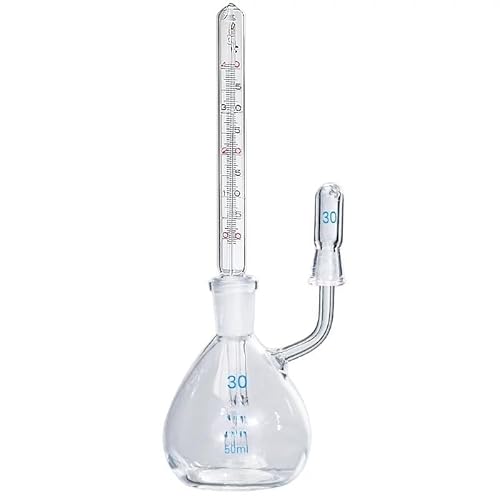 25 ml 50 ml Labor-Pyknometer aus Glass mit Thermometer – Flasche mit spezifischem Gewicht for genaue Dichtemessung in Laboren(50ml) von YIOOSO