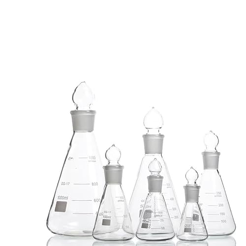 50 ml/100 ml/150 ml/250 ml Laborkolben mit Schliffstopfen - Dreikant-Messkolben for präzise Messungen(250ml) von YIOOSO