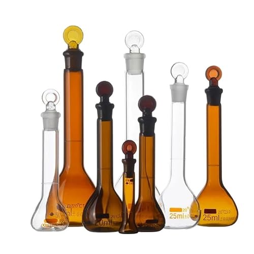 Neuer Messkolben aus braunem Glass mit Stopfen – 5 ml bis 2000 ml Laborchemie-Glaswaren(20ml) von YIOOSO