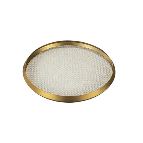 YIORYO Dekoratives Serviertablett, rundes Serviertablett aus Leder, dekoratives Serviertablett, Kaffeetablett, osmanisches Tablett for Zuhause oder das Büro(Gold) von YIORYO