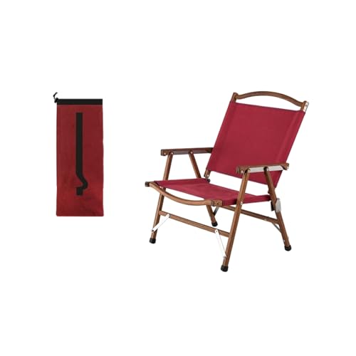 YIORYO Tragbarer, klappbarer Campingstuhl, robuster Gartenstuhl, langlebiger Sessel mit Edelstahlrahmen for Wanderkonzerte, Angelpicknicks(Red Teak) von YIORYO
