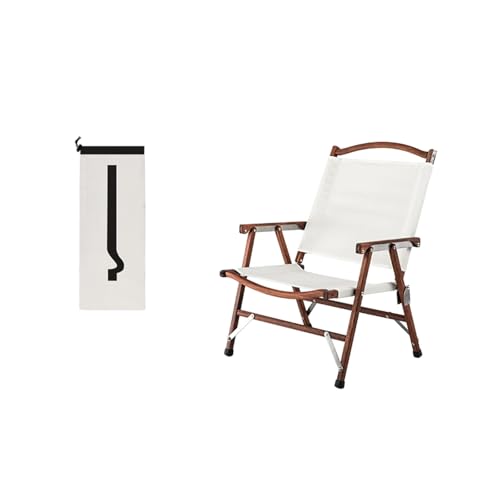 YIORYO Tragbarer, klappbarer Campingstuhl, robuster Gartenstuhl, langlebiger Sessel mit Edelstahlrahmen for Wanderkonzerte, Angelpicknicks(White Teak) von YIORYO