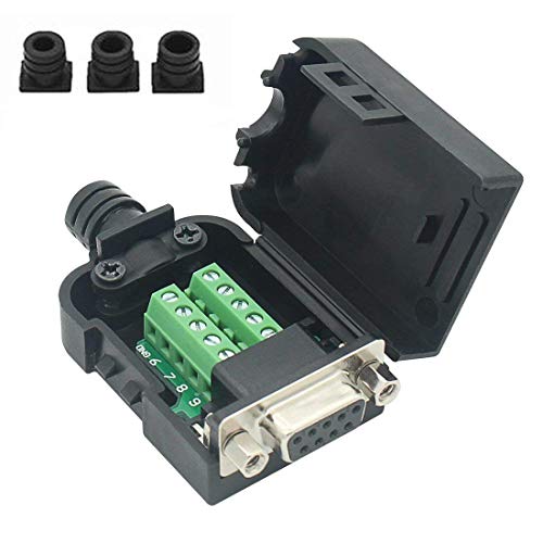 YIOVVOM DB9 9-poliger Adapter RS232 Seriell auf 3-poliger Terminalstecker mit Gehäuse (Female Connector + Nut) von YIOVVOM
