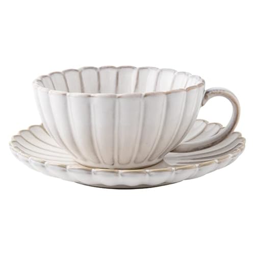 YIPOCH 2 Teile/Satz Retro Stil 220 ml Keramik Kaffeetassen + Untertasse Set Wasser Tassen Blütenblatt-förmigen Tasse Ofen Ändern glasur Relief Prozess von YIPOCH