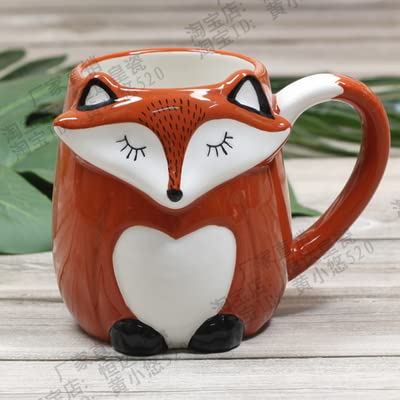 500 ml Keramik Kreative Kaffeetasse Niedlichen Tier 3D Fuchs Große Kapazität Cartoon Frühstück Milch Trinken Tassen und Tassen von YIPOCH