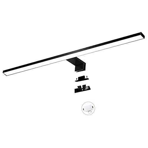 YIQAN 60cm Led Badezimmerleuchte 13w 1100 lm Spiegelleuchte 3000K warmes mattes schwarzes Licht Badezimmerschrankleuchte Schrankbeleuchtung Clipleuchte Schminkleuchte 3 Installationsmöglichkeiten von YIQAN