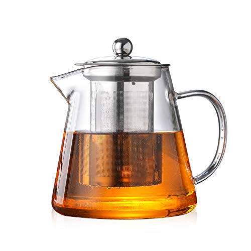 Teekanne aus Glas, quadratisch, hitzebeständig, mit Teesieb, perfekt für Tee und Kaffee, 450 ml Teekanne aus Glas, quadratisch, hitzebeständig, mit Teesieb, perfekt für Tee und Kaffee, 450 ml von YIQI