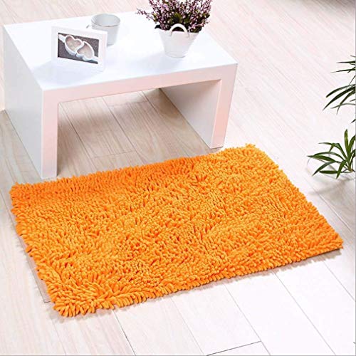 YIQI Badematte rutschfest Badvorleger Mit Chenille Mikrofaser Badezimmerteppich Saugfähig Weich Maschinenwaschbar für Dusche Toilette 40 x 60 cm (Orange) von YIQI